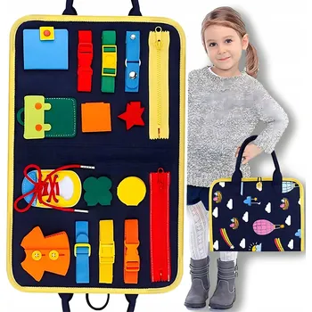 SENZORICKÁ MANIPULAČNÍ TABULE KUFŘÍK SKLÁDACÍ MONTESSORI DÁREK XXL