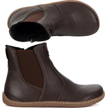 Dámská zimní obuv Dámské barefoot kotníkové boty se zipem zateplené 1263 hnědé 42