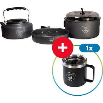 Kempingové nádobí Sada na Nádobí Giants Fishing s Konvičkou + Nerezový Thermo Hrnek
