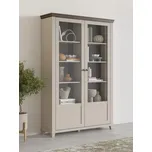 Dvoudvéřová vitrína Evora 3 ve světlém béžovém odstínu s dekorem dub dunin