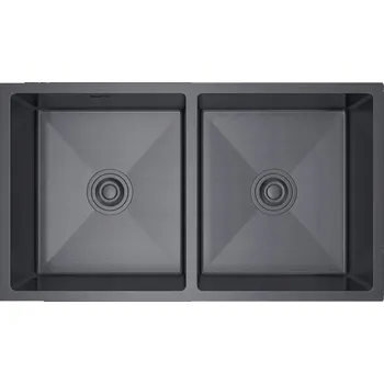 Nerezový dřez Dvoukomorový dřez VELAZO. ocel černý