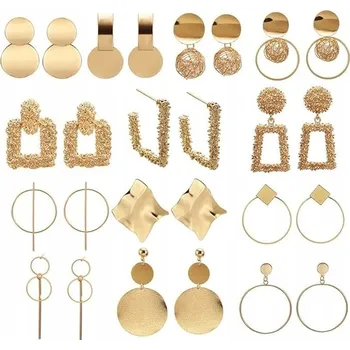 Náušnice SADA ZLATÝCH NÁUŠNIC ZLATÉ NÁUŠNICE 13 PÁRŮ ELEGANTNÍ STYLOVÉ