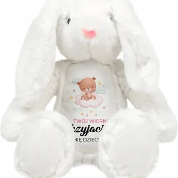plyšák Medvídek Plyšový Mazlíček Přítulníček Králík Bílý VĚRNÝ PŘÍTEL *JMÉNO* Dárek pro dítě