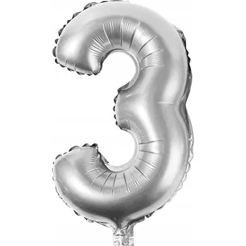 Balónek FÓLIOVÉ BALÓNKY ČÍSLICE 3 STŘÍBRNÉ PLNĚNÉ HELIEM 86 CM NAROZENINY