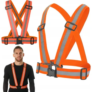 REFLEXNÍ VESTA POPRUHY UNIVERZÁLNÍ PRAKTICKÁ ORANŽOVÁ