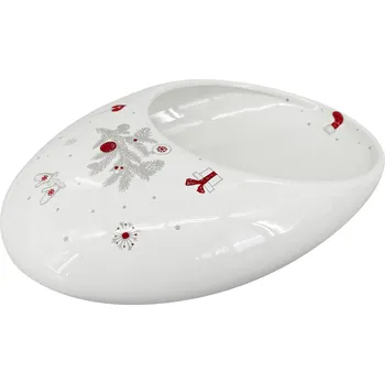 by inspire Vánoční mísa Koleda Bean M (30x20x9cm), bílá/červená/šedá