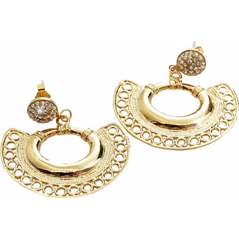 Náušnice JSB bijoux s.r.o. Zlaté náušnice puzety z bižuterní slitiny zdobený africký styl s krystaly Swarovski Golden Shadow