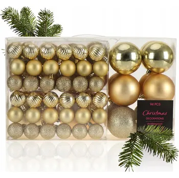 Vánoční dekorace 94-dílná SADA KOULÍ VÁNOČNÍ BAŇKY ZLATÉ NA VÁNOČNÍ STROMEČEK DEKORACE OZDOBY