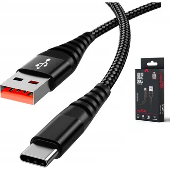 Datový kabel Maxlife kabel MXUC-01 USB - USB-C 1,0 m 2A černý nylonový