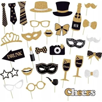 Party dekorace FOTOKOUTEK - SADA 30x REKVIZITY PRO FOCENÍ - DEKORACE NA PÁRTY