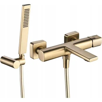 Vodovodní baterie Nástěnná vanová baterie se sprchovou sadou LAVEO Tores, barva šampaňské zlato