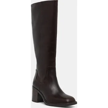 Dámské kozačky Kožené kozačky Vagabond Shoemakers MERYL dámské, hnědá barva, na podpatku, 6047-001-35 6047.001.35 89X, EUR 41