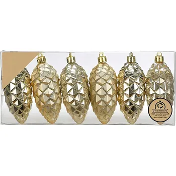 Vánoční dekorace Sada 6 ozdob: šampaňské mix, 9 cm