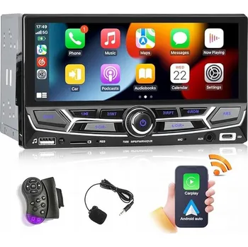 Autorádio 2DIN autorádio s Carplay a Android Auto, 6,86 palců Bluetooth