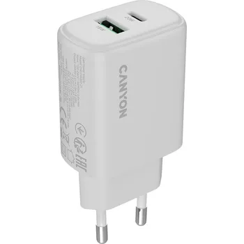 CANYON Síťová nabíječka OnCharge 200 20W 1xPD 1xQC EU Bílá