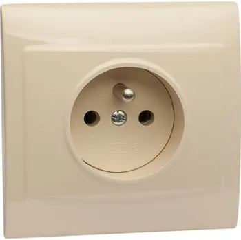 Elektrická zásuvka Jednoduchá nástěnná Elektrická Zásuvka s uzemněním, béžová Polmark
