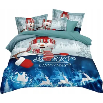 Povlečení SADA POVLEČENÍ VÁNOČNÍ 200X220 ZIMNÍ BAVLNĚNÝ SATÉN