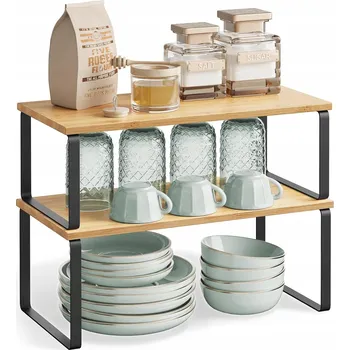 STOJAN NA KOŘENKY 2x POLICE KUCHYŇSKÝ ORGANIZÉR NA KOŘENKY BAMBUSOVÝ