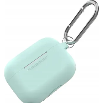 Pouzdro na mobilní telefon Silikonové Pouzdro pro AirPods Pro 2019 s karabinou, mátové, AhaStyle
