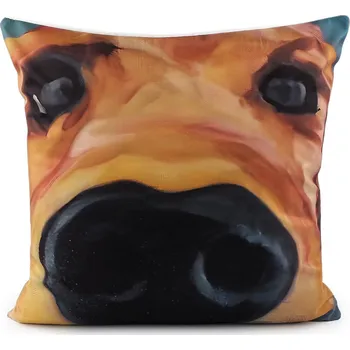 Povlak na polštářek Sametový povlak na polštář pes, kočka 45x45 cm, malé, 4 hořčicová pejsek
