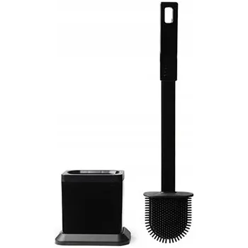 WC štětka Silikonový WC kartáč OVÁLNÝ s nádobou ČERNÝ 36 cm