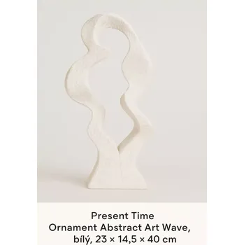 Váza Present Time Ornament Abstract Art Wave, bílý, 23 × 14,5 × 40 cm