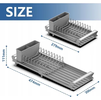Odkapávač na nádobí ODKAPÁVAČ NA NÁDOBÍ STOJAN ORGANIZÉR DRŽÁK NA PŘÍBORY 47 x 20 x 12,5 cm
