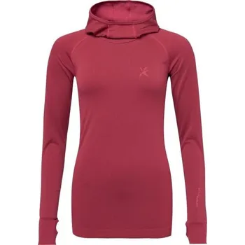 Dámská móda Dámský bezešvý pulovr s kapucí KLIMATEX Herron Seamless vínová Velikost: S/M