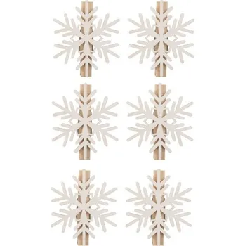 Vánoce Vločky na kolíčku ø 6 cm, 6 ks v sáčku (cs, Anděl Přerov s.r.o.)
