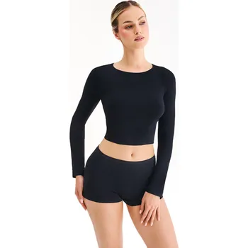 Bezešvé tričko s dlouhým rukávem černá S/M