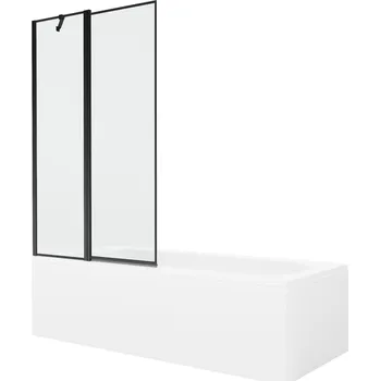 Vanová zástěna MEXEN/S - Vega obdélníková vana 150 x 70 cm s panelem + vanová zástěna 100, černá vzor 550115070X9410117070