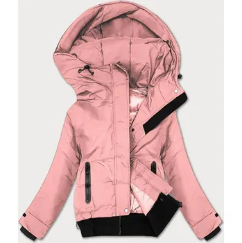 Růžová krátká dámská bunda se stahovacími lemy J Style (16M9215-51) odstíny růžové S (36)