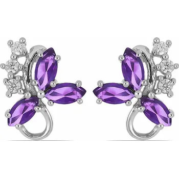 Náušnice Náušnice stříbrné s broušenými africkými ametysty a zirkony Ag 925 015728 AFAM 1,5 cm, 3,7 g