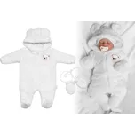 Chlupáčkový overal Luna s kapucí + rukavičky, Baby Nellys, Medvídek, bílý Velikost: 74/80 (9-12m)