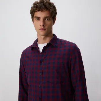 Pánská košile Reserved - Kostkovaná košile regular fit - hnědá - 080DO-83P - 080DO-83P-S