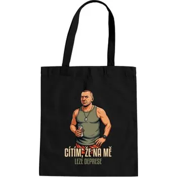 Žertovný předmět Cítím, že na mě leze deprese - taška s potiskem pro fanoušky seriálu Osada- Tričkový.cz