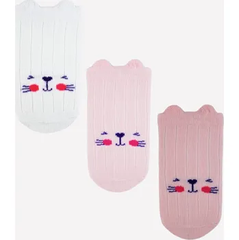Noviti Kojenecké ponožky, 3 páry - Kočička, bílá/růžová/losos Velikost: 68-80 (6-12m)