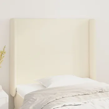 Čelo postele typu ušák krémové 83x16x118/128 cm umělá kůže IM_3119374