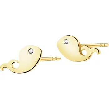 Náušnice Zlaté náušnice se zirkony - velryby - AP541-9977
