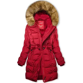 Červená zimní bunda se stahováním v pase
