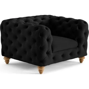 Prošívané luxusní sametové křeslo do obývacího pokoje - dostupné v různých barvách Černá