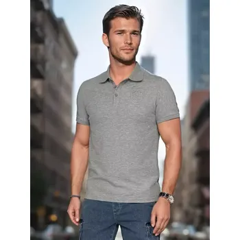 Pánské tričko Pánské triko s límečkem DSTREET PX0626 SVĚTLE ŠEDÁ M