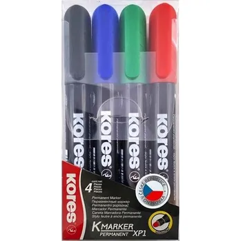 Permanentní popisovač Kores, kulatý, sada 4 barev