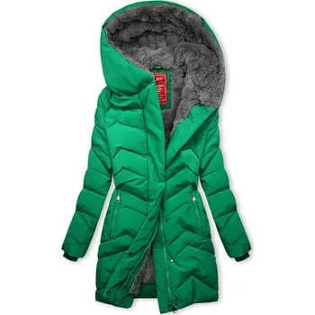 Pánská bunda Zelená prošívaná zimní bunda s plyšem