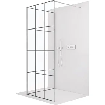 Cerano Sprchová zástěna Walk-in Onyx Corner Cube L/P, 8 mm, hranatá vzpěra, chrom, industriální sklo, 100x100 cm, CER-8050BD7478
