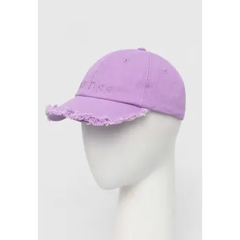 Čepice Bavlněná baseballová čepice Guess fialová barva, s aplikací, AW9493 COT01 AW9493.COT01 04X, vel. ONE SIZE