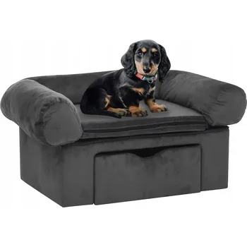 Pelíšek pro psa Pohovka pro psa se zásuvkou, tmavě šedá, 75x50x38 cm