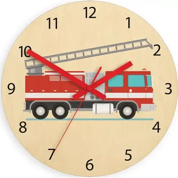 Hodiny Dětské nástěnné hodiny Ami Hasičské auto 30 cm vícebarevné