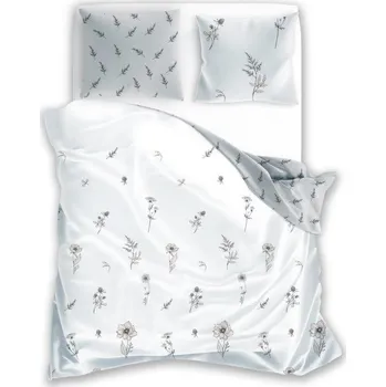 Povlečení Bavlněné povlečení Letní sen 020 220 x 200 cm + 2x 70 x 80 cm bílé/šedé