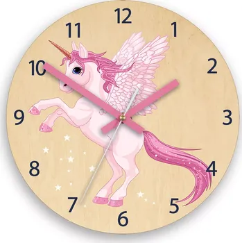 Hodiny Dětské nástěnné hodiny Ami Jednorožec 30 cm růžové